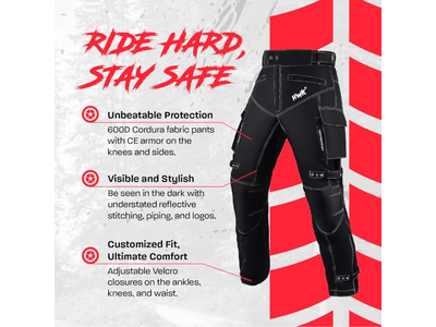 Dual Sport Motorcycle Pants for Men with Water Resistant Cordura Textile