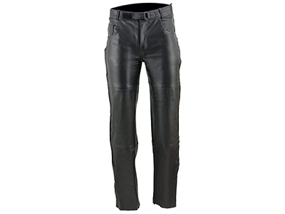 Men's Black Leather Motorcycle Over Pants with Jean Style Pockets