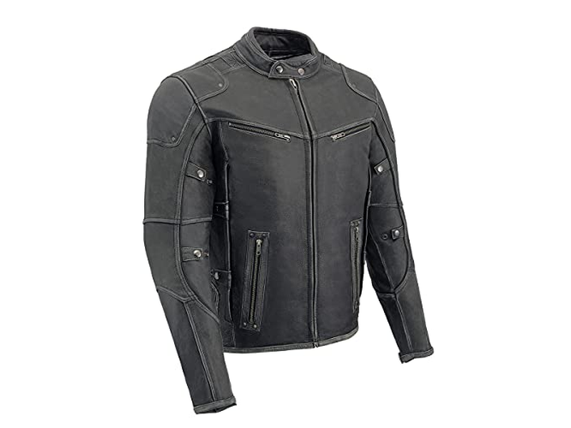 Mens Vintage Distressed Grey Leather 